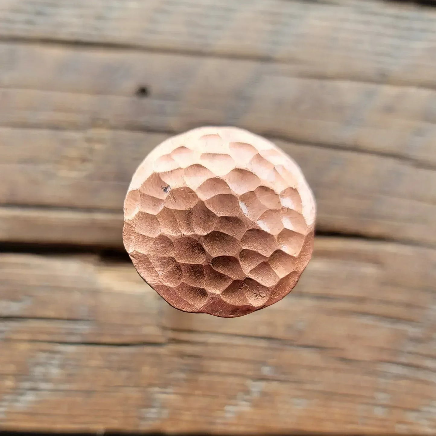 1/4" dia x 2 7/8" length x 1" head Ping Hammered Round Copper Bolt