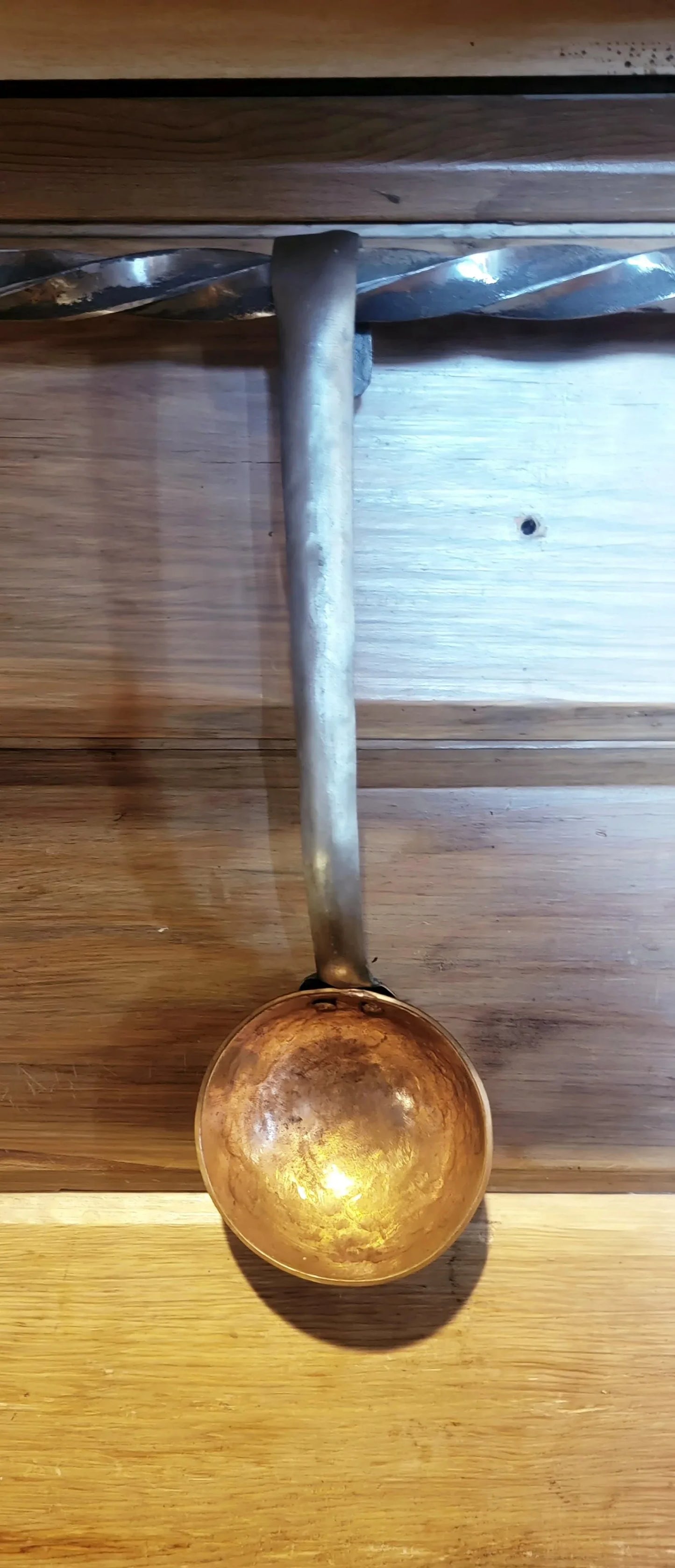 Hand Forged Solid Copper Egg Spoon With Steel Hook Handle - Small Slotted Spoons Kitchen Accessories