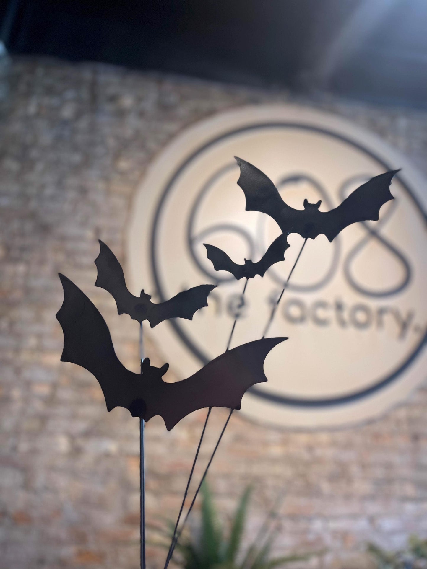 Bats Metal Garden Stakes Set Decor Halloween