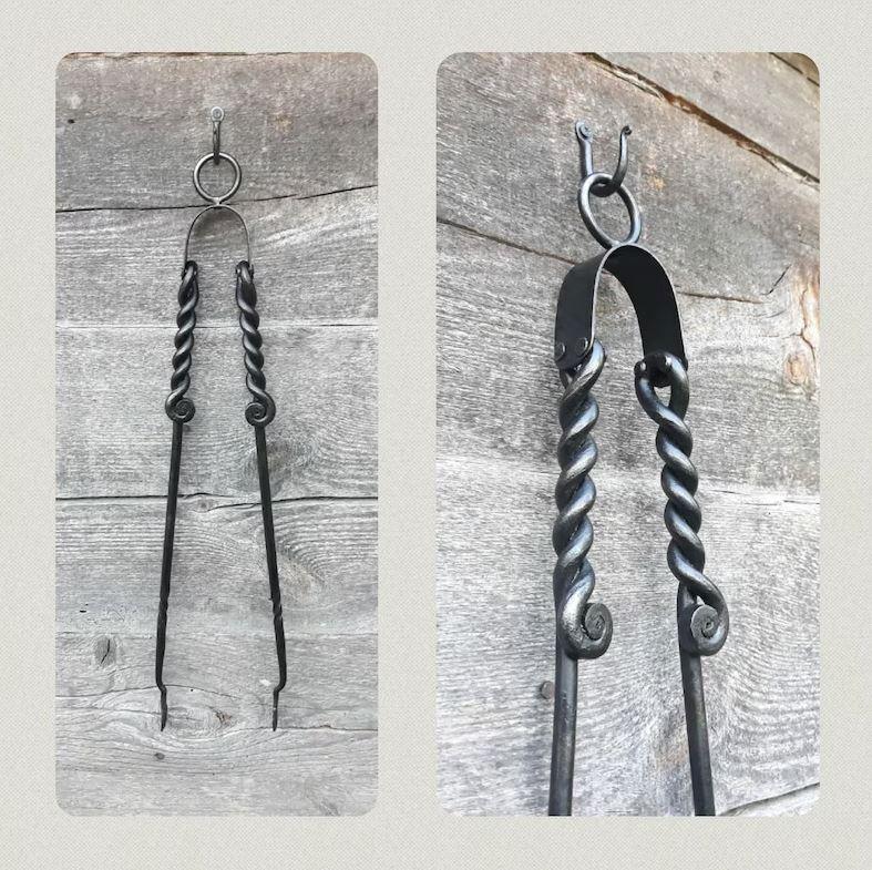 Hand-Forged Fireplace Tongs 23 1/2" Fireplace Tools Home Accessary